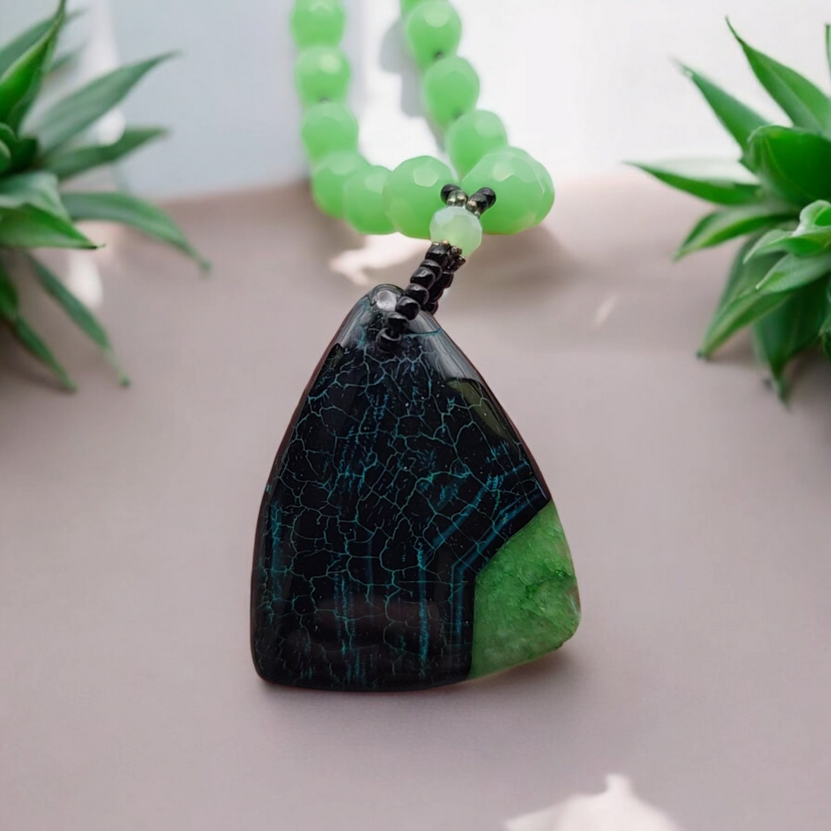 Green Geode Agate Necklace