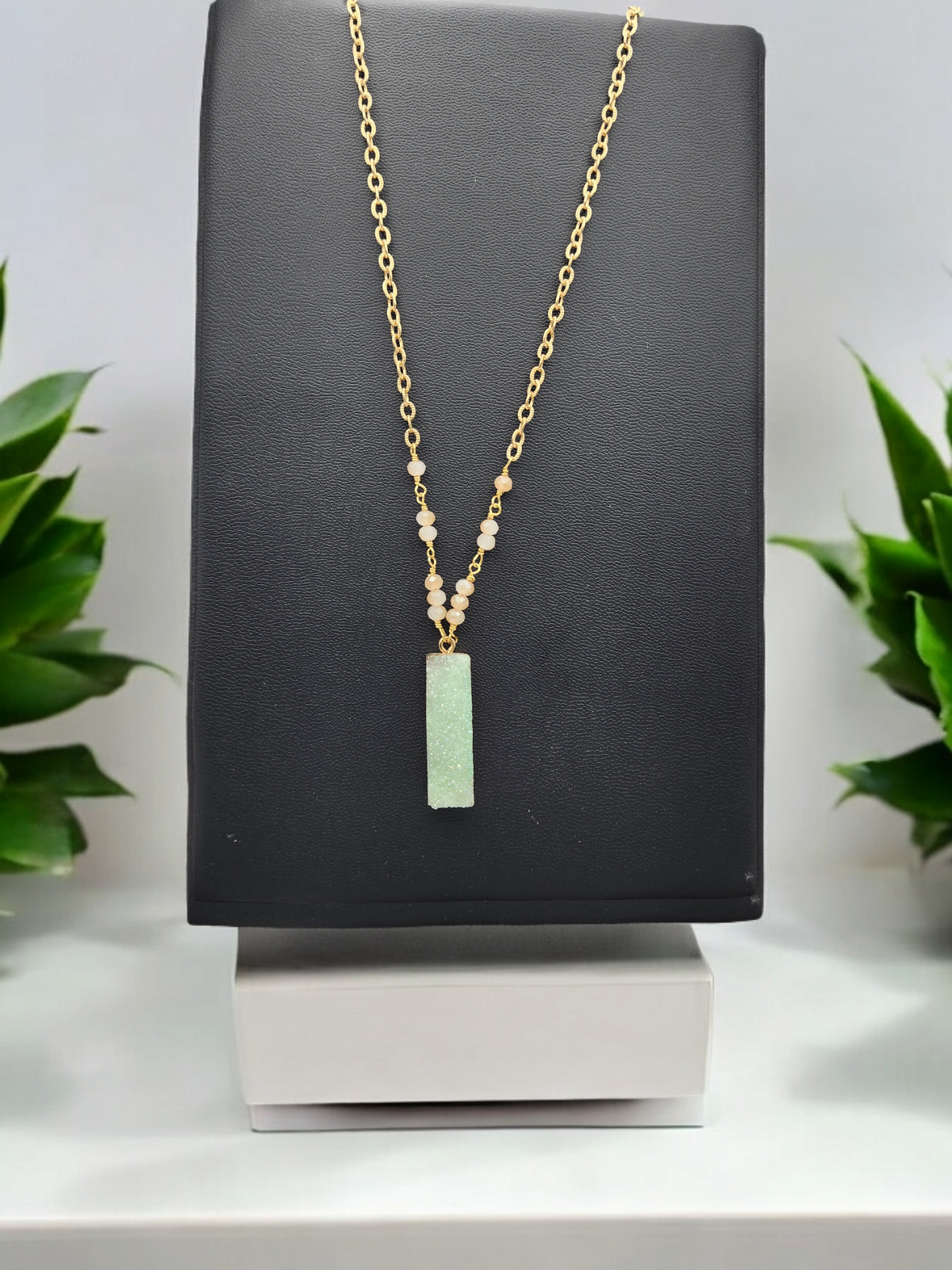 Light Green Druzy Necklace